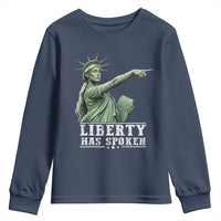 Liberty Has Spoken Pointing Statue Parody Youth Sweatshirt Funny Sarcastic Basketball Sports Viral Meme Americana