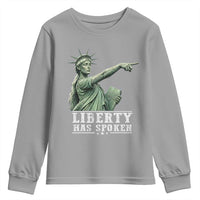 Liberty Has Spoken Pointing Statue Parody Youth Sweatshirt Funny Sarcastic Basketball Sports Viral Meme Americana