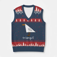 Triangull Funny Triangle Seagull Meme V-Neck Knit Sweater Vest Geometry Bird Pun Minimalist Coastal Graphic
