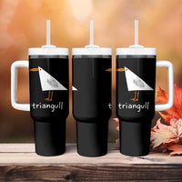 Triangull Funny Triangle Seagull Meme Tumbler With Handle Geometry Bird Pun Minimalist Coastal Graphic