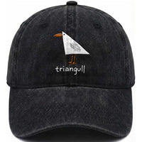Triangull Funny Triangle Seagull Meme Washed Cotton Baseball Cap Geometry Bird Pun Minimalist Coastal Graphic