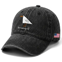 Triangull Funny Triangle Seagull Meme Washed Cotton Baseball Cap Geometry Bird Pun Minimalist Coastal Graphic