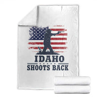Idaho Shoots Back Distressed American Flag Throw Blanket Cowboy Gunslinger Graphic