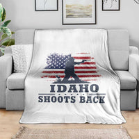 Idaho Shoots Back Distressed American Flag Throw Blanket Cowboy Gunslinger Graphic