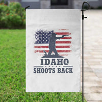 Idaho Shoots Back Distressed American Flag Garden Flag Cowboy Gunslinger Graphic