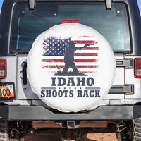 Idaho Shoots Back Distressed American Flag Spare Tire Cover Cowboy Gunslinger Graphic