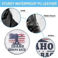 Idaho Shoots Back Distressed American Flag Spare Tire Cover Cowboy Gunslinger Graphic