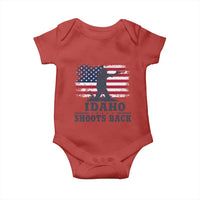 Idaho Shoots Back Distressed American Flag Baby Onesie Cowboy Gunslinger Graphic