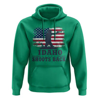 Idaho Shoots Back Distressed American Flag Hoodie Cowboy Gunslinger Graphic
