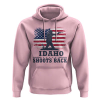 Idaho Shoots Back Distressed American Flag Hoodie Cowboy Gunslinger Graphic
