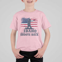 Idaho Shoots Back Distressed American Flag T Shirt For Kid Cowboy Gunslinger Graphic