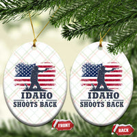 Idaho Shoots Back Distressed American Flag Ceramic Ornament Cowboy Gunslinger Graphic