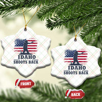 Idaho Shoots Back Distressed American Flag Ceramic Ornament Cowboy Gunslinger Graphic
