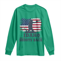 Idaho Shoots Back Distressed American Flag Long Sleeve Shirt Cowboy Gunslinger Graphic