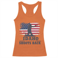 Idaho Shoots Back Distressed American Flag Racerback Tank Top Cowboy Gunslinger Graphic