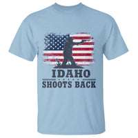 Idaho Shoots Back Distressed American Flag T Shirt Cowboy Gunslinger Graphic