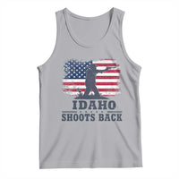 Idaho Shoots Back Distressed American Flag Tank Top Cowboy Gunslinger Graphic
