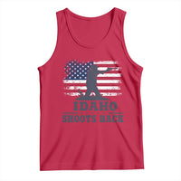 Idaho Shoots Back Distressed American Flag Tank Top Cowboy Gunslinger Graphic