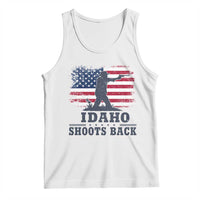 Idaho Shoots Back Distressed American Flag Tank Top Cowboy Gunslinger Graphic