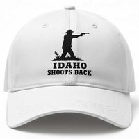 Idaho Shoots Back Minimalist Gunslinger Silhouette State Pride Graphic Baseball Cap