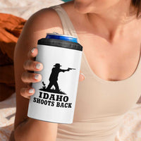 Idaho Shoots Back Minimalist Gunslinger Silhouette State Pride Graphic 4 in 1 Can Cooler Tumbler