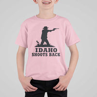 Idaho Shoots Back Minimalist Gunslinger Silhouette State Pride Graphic T Shirt For Kid