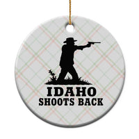 Idaho Shoots Back Minimalist Gunslinger Silhouette State Pride Graphic Ceramic Ornament