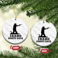 Idaho Shoots Back Minimalist Gunslinger Silhouette State Pride Graphic Ceramic Ornament