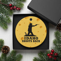 Idaho Shoots Back Minimalist Gunslinger Silhouette State Pride Graphic Ceramic Ornament