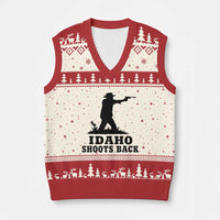 Idaho Shoots Back Minimalist Gunslinger Silhouette State Pride Graphic V-Neck Knit Sweater Vest