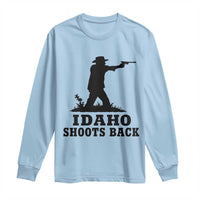 Idaho Shoots Back Minimalist Gunslinger Silhouette State Pride Graphic Long Sleeve Shirt