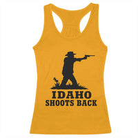 Idaho Shoots Back Minimalist Gunslinger Silhouette State Pride Graphic Racerback Tank Top