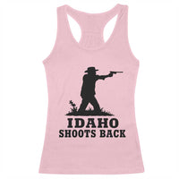 Idaho Shoots Back Minimalist Gunslinger Silhouette State Pride Graphic Racerback Tank Top