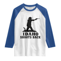 Idaho Shoots Back Minimalist Gunslinger Silhouette State Pride Graphic Raglan Shirt