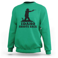 Idaho Shoots Back Minimalist Gunslinger Silhouette State Pride Graphic Sweatshirt