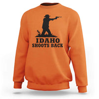 Idaho Shoots Back Minimalist Gunslinger Silhouette State Pride Graphic Sweatshirt