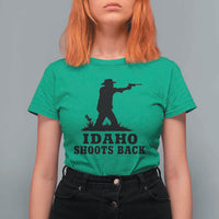 Idaho Shoots Back Minimalist Gunslinger Silhouette State Pride Graphic T Shirt For Women