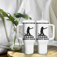 Idaho Shoots Back Minimalist Gunslinger Silhouette State Pride Graphic Tumbler With Handle