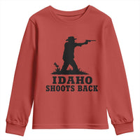 Idaho Shoots Back Minimalist Gunslinger Silhouette State Pride Graphic Youth Sweatshirt