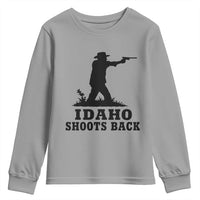 Idaho Shoots Back Minimalist Gunslinger Silhouette State Pride Graphic Youth Sweatshirt