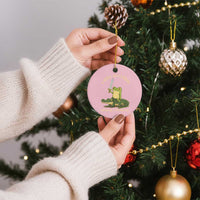 Retro Goblincore Sword Frog Riding Alligator Meme Ceramic Ornament I Will Succeed Because I Am Insane Chaotic Motivation