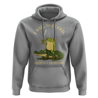 Retro Goblincore Sword Frog Riding Alligator Meme Hoodie I Will Succeed Because I Am Insane Chaotic Motivation