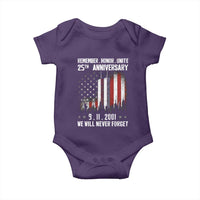 Remember Honor Unite 9 11 Memorial 25th Anniversary Baby Onesie We Will Never Forget Patriotic American Flag