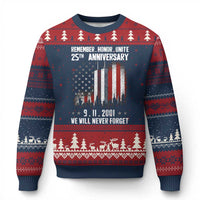 Remember Honor Unite 9 11 Memorial 25th Anniversary Ugly Christmas Sweater We Will Never Forget Patriotic American Flag