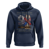 We Will Never Forget 9 11 Memorial 25th Anniversary Hoodie Patriotic American Flag Ribbon