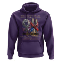 We Will Never Forget 9 11 Memorial 25th Anniversary Hoodie Patriotic American Flag Ribbon