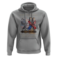 We Will Never Forget 9 11 Memorial 25th Anniversary Hoodie Patriotic American Flag Ribbon