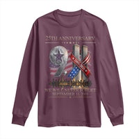 We Will Never Forget 9 11 Memorial 25th Anniversary Long Sleeve Shirt Patriotic American Flag Ribbon