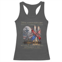 We Will Never Forget 9 11 Memorial 25th Anniversary Racerback Tank Top Patriotic American Flag Ribbon