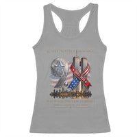 We Will Never Forget 9 11 Memorial 25th Anniversary Racerback Tank Top Patriotic American Flag Ribbon